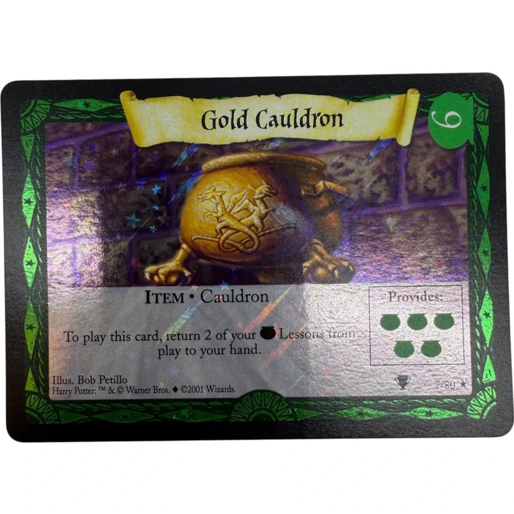 Harry Potter TCG Gold Cauldron 7/80 Quidditch Cup Rare Holofoil Card 2001 Vtg